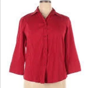 Dressbarn Vintage Red Button Down 3/4 Sleeve Blouse Ladies Small NEW